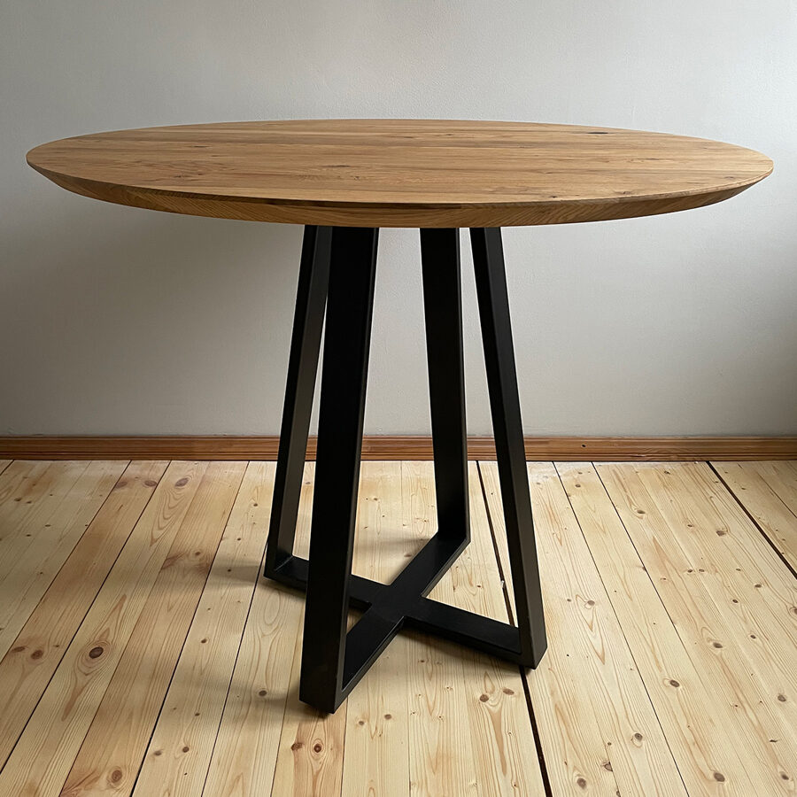 Ozolkoka galds (Ø400 -1100mm) ar metāla kājām, ozols Select Nature 26mm biezs