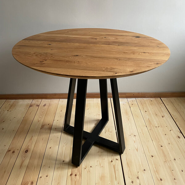 Ozolkoka galds (Ø400 - 1100mm) ar  metāla kājām, ozols "RUSTIC" 26mm biezs